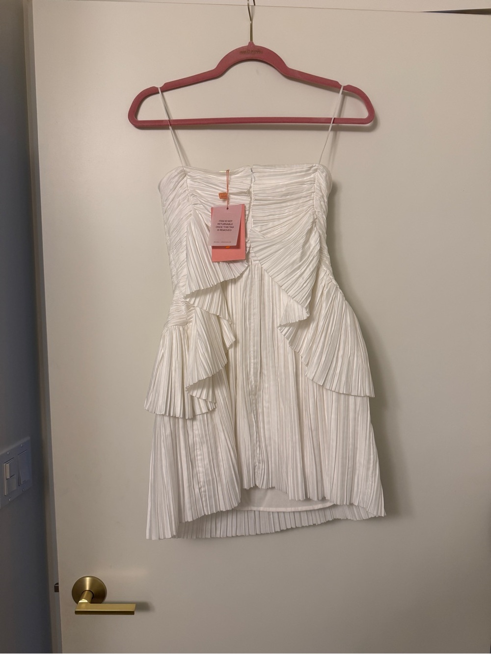 NTW Cult Gaia White Pleated Strapless Bustier Cocktail Dress with Bag - Picture 3 of 5